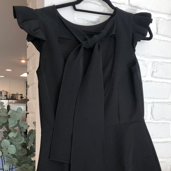 Zara Ruffle Cap Sleeve Open Back with Bow Dress - Sz L - Picture 5 of 6
